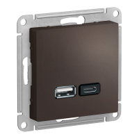 Модуль розетки с USB A, USB C (M0506) Шоко
